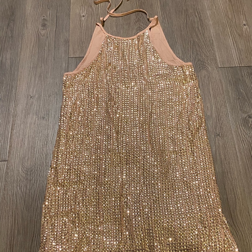 Size S- Rose Gold sequence dress-mini & flowy